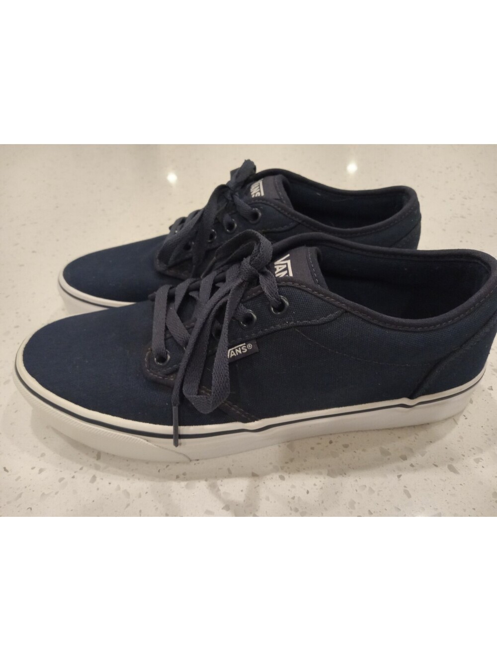 Vans Atwood Navy Blue Canvas Sneakers Mens Size 9 Low Profile Skate Shoes M
